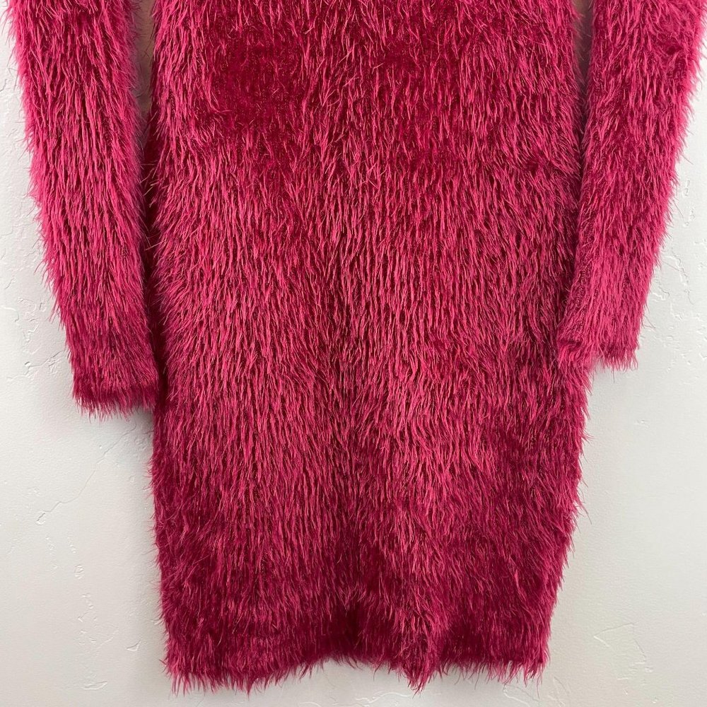 4Si3nna red mini fuzzy puff sleeve sweater dress M - Picture 6 of 13